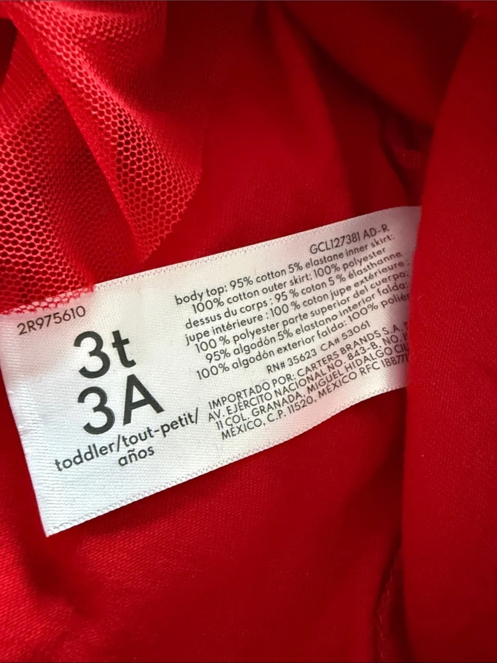 Carter's Red Long-Sleeve Tulle Tunic size 3T
